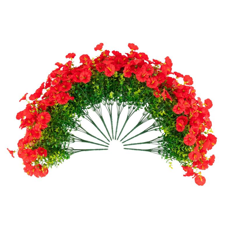 14-in UV Resistant Artificial Morning Glory Bush - Set of 12