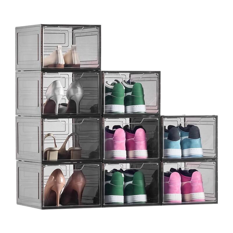 Stackable Shoe Storage Boxes Size 13 with Magnetic Door