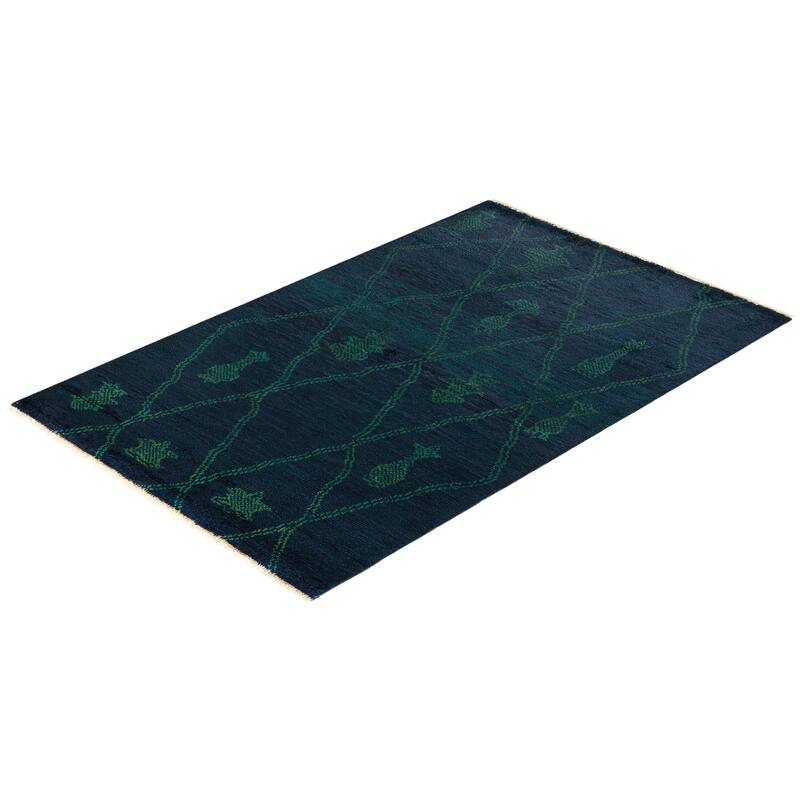 Overton Hand Knotted Wool Bohemian Overdyed Black Area Rug - 3' x 5'