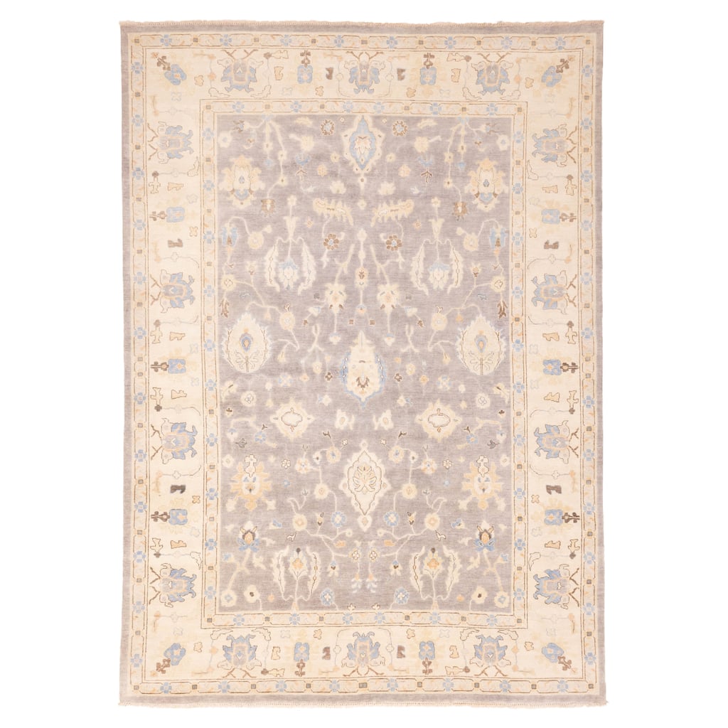 ECARPETGALLERY Hand-knotted Modern Oushak Grey Wool Rug - 9'6 x 13'3