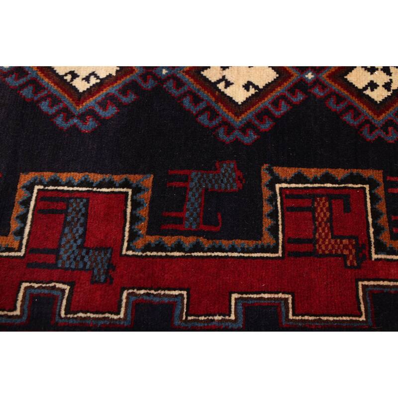 ECARPETGALLERY Hand-knotted Melis Vintage Dark Navy Wool Rug - 5'3 x 6'7