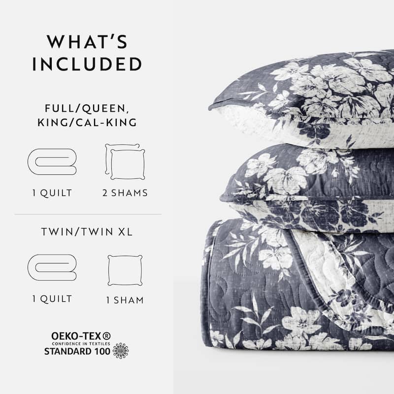 Becky Cameron All Season 3 Piece Distressed Bouquet Reversible Quilt Set