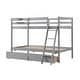 preview thumbnail 3 of 24, Twin Over Twin Bunk Bed Wood Bed Frame with 2 Storage Drawers and Ladder-Gray