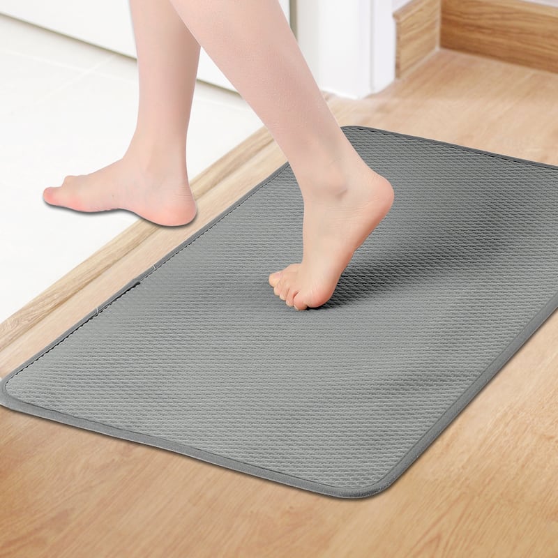 Bathroom Rugs Mat, Extra Soft and Absorbent Bath Rugs, Non-Slip Bath Floor Mats, Bath Carpet for Sink, Tub and Shower - Grey - 16" x 24"
