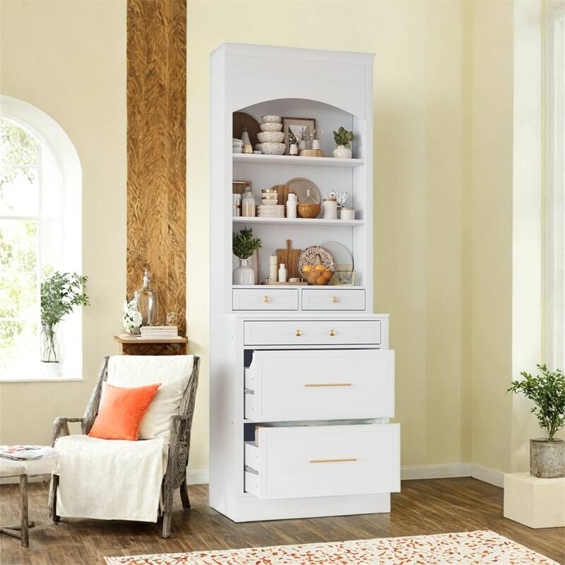 Modern 83.7inch High Kitchen Pantry,Freestanding Tall Kitchen Hutch