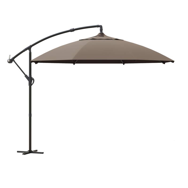 Corvus Vera 10-foot Cantilever Hanging Tilt Offset Canopy Patio Umbrella - Khaki