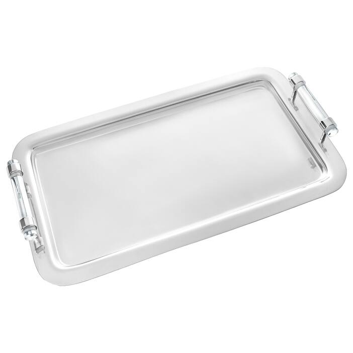 Rect Tray Silver with Clear Handles - 16.3"L