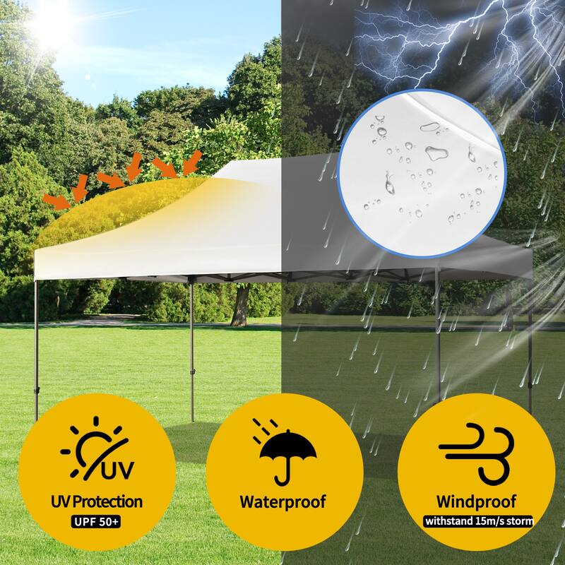 Clihome 10x15 Pop Up Canopy Tent with 4 Sidewalls, 3 Height Adjustable Outdoor Party Event Tent