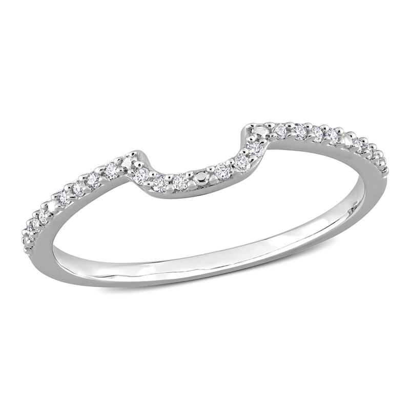 Miadora 1/10ct TDW Diamond Contour Stackable Wedding Band in 14k White Gold
