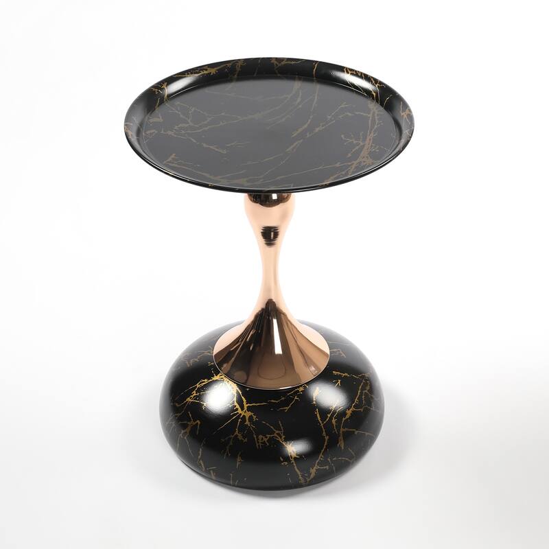 Mermaid Tail End Coffee Table Round Side Table, Modern Metal Pedestal Table