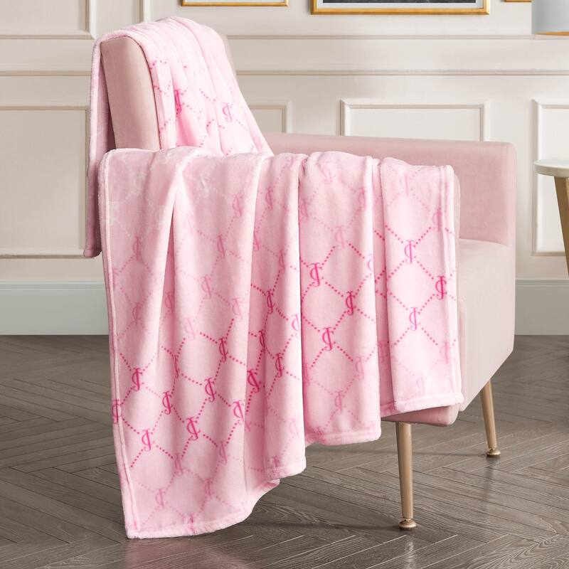 Juicy Couture Holiday Plush Throw Blankets