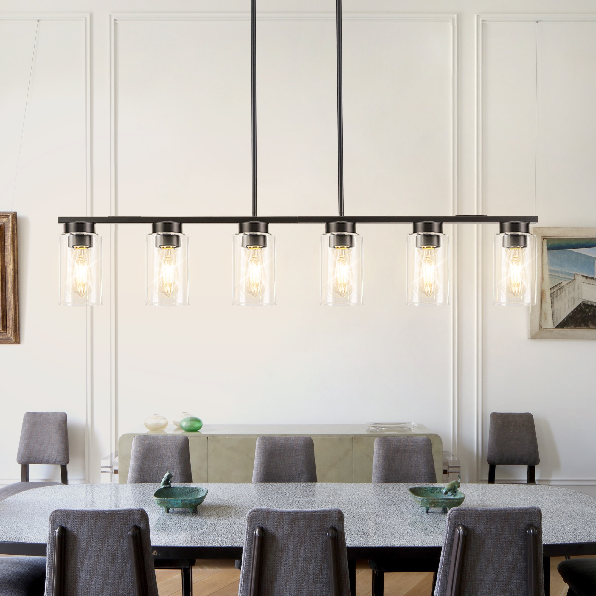 Matte black dining room light top