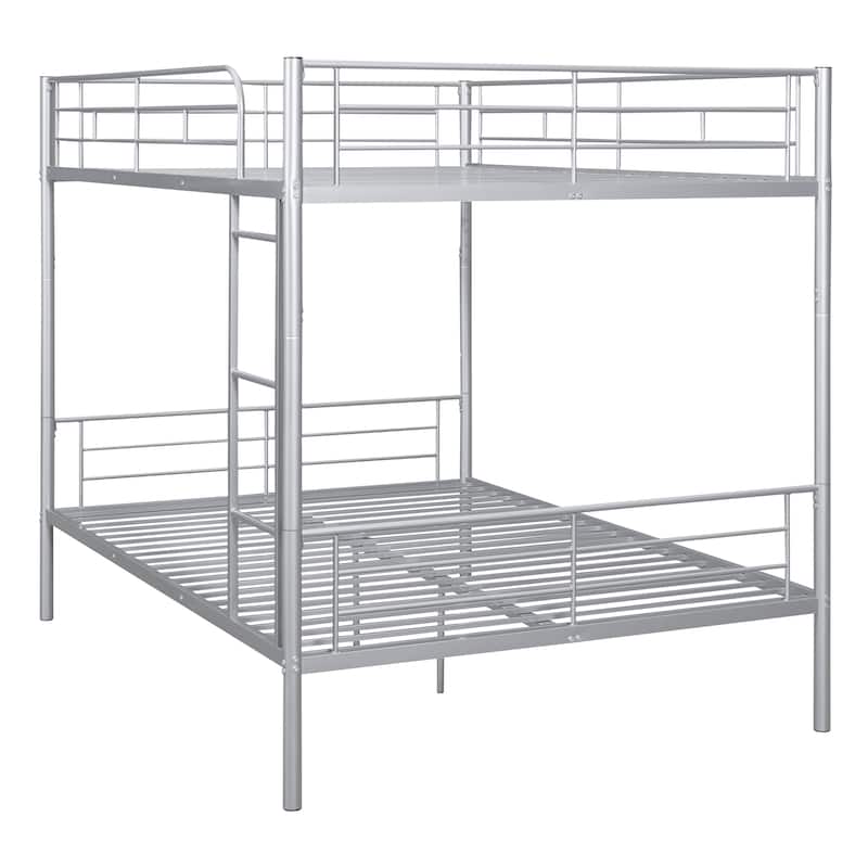 Silver Full over Full Bunk Bed with Full-Length Guardrail