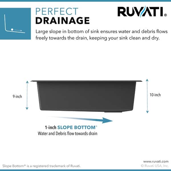 dimension image slide 1 of 2, Ruvati 33-inch Undermount Workstation Granite Composite Kitchen Sink Matte Black - - 33" x 18-1/2" - 33" x 18-1/2″