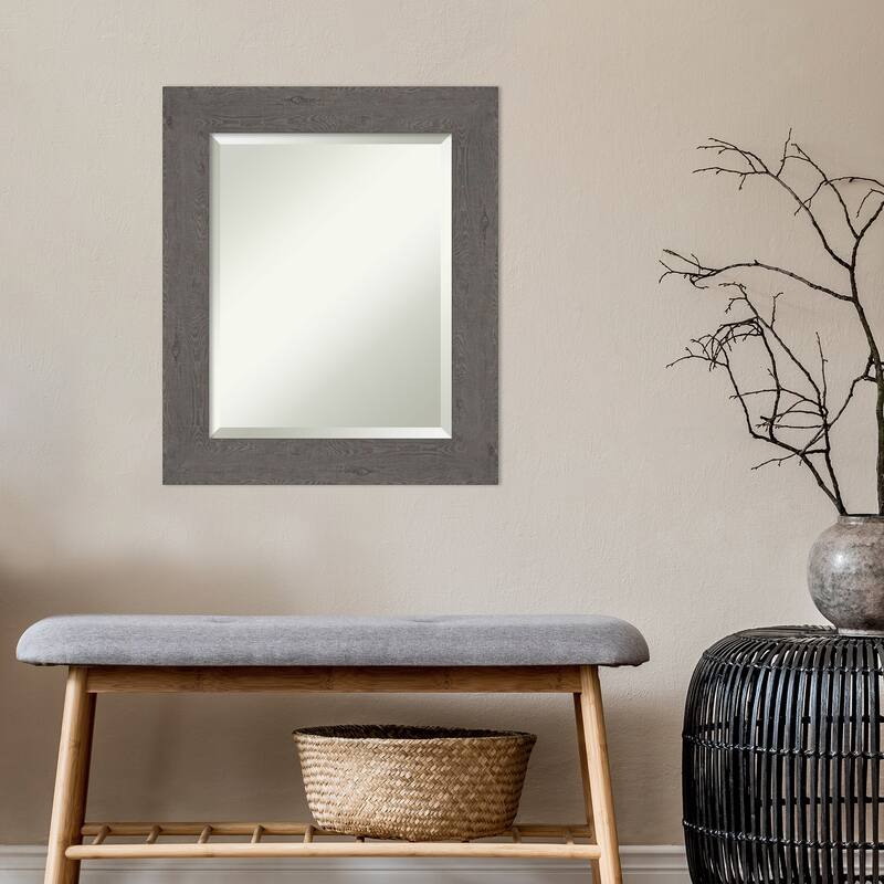Beveled Wall Mirror - Rustic Plank Espresso Frame