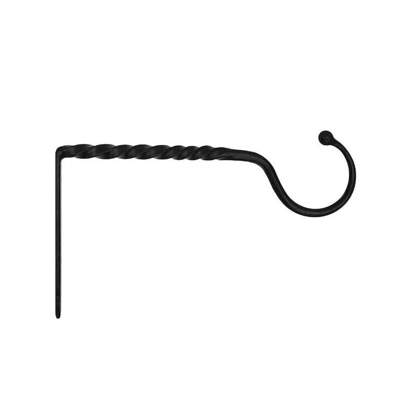 Achla Designs Wrought Iron Twisted Jumbo Bracket, Small, 14 Inch Wide, Black Powder Coat Finish