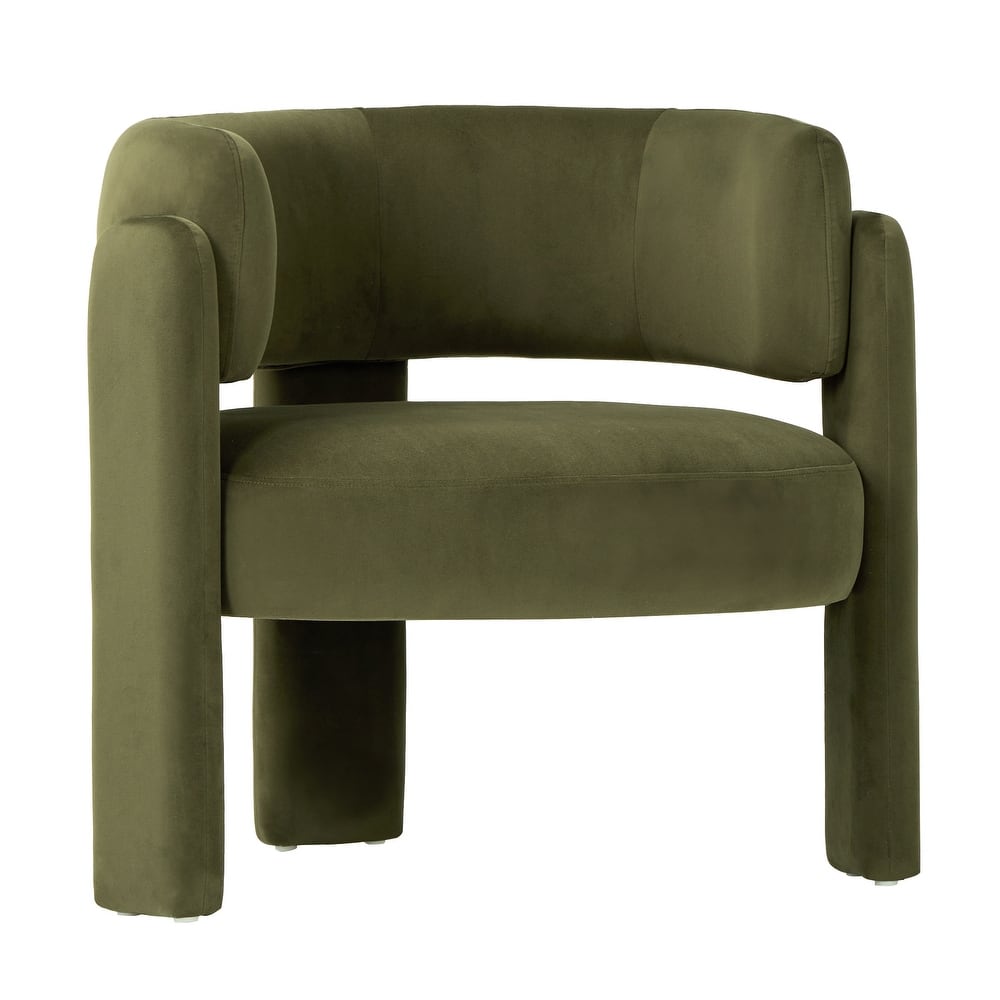 RENEWLINE Modern Velvet Barrel Accent Chair-3-Leg Design for Living Room Bedroom