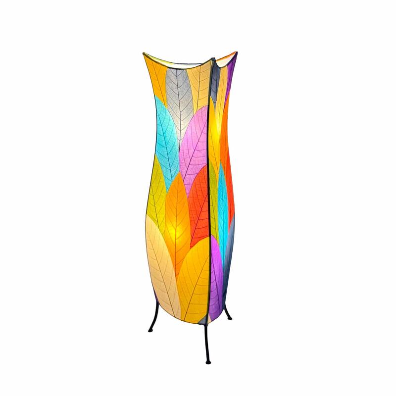 Eangee Handmade Flowerbud Large Floor Lamp, Cocoa Leaves Shade - 13 x 13 x 36