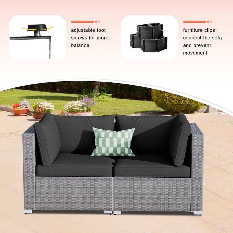 XIZZI 3 Pieces Patio Sofa Set Rattan Wicker Outdoor Corner Chair