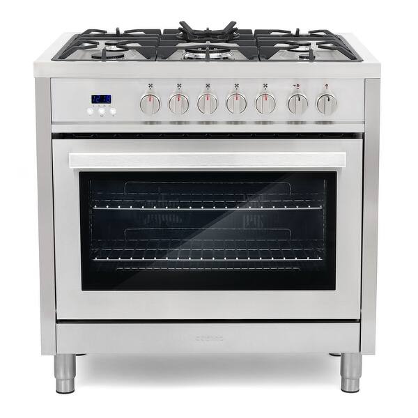 slide 2 of 15, Cosmo 36 in. 3.8 cu. ft. Single Oven Dual Fuel Range with 8 Function Convection Oven in Stainless Steel