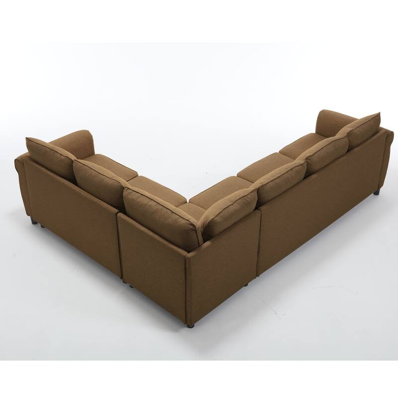 104'' 6-Seat L-Shaped Sectional Sleeper Sofa 2-in-1 Pull Out Couch Bed