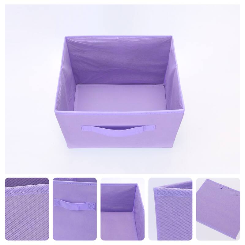 Fabric Storage Cube with Handle, Storage Bin for Shelves Closet, Collapsible Storage Basket for Organizing Clothes Books - Purple - 12*12*6in