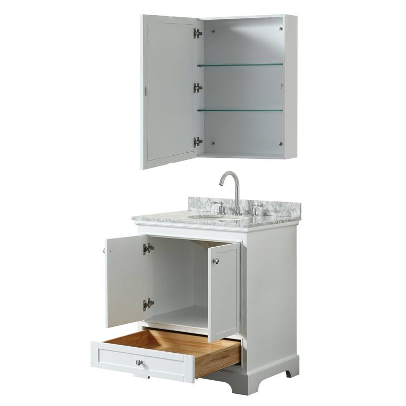 Deborah 30-inch Single Vanity, Oval Sink, Medicine Cabinet