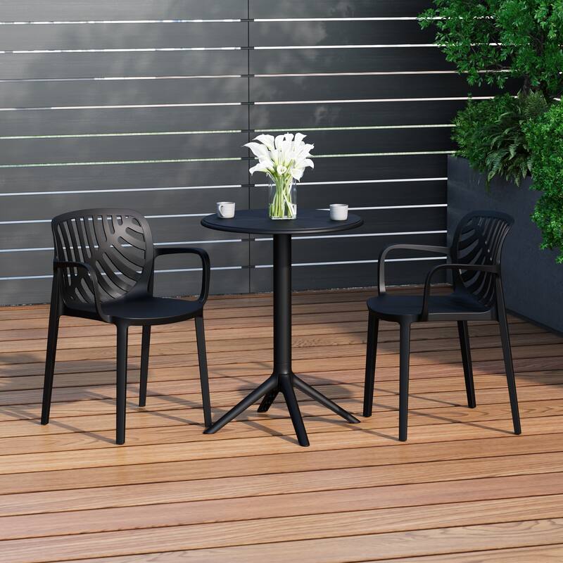 Frond and Form 2-Person Outdoor Round Bistro Dining Set