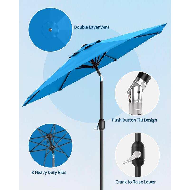 Coromose 9FT Outdoor Patio Umbrella, 8 Sturdy Ribs, for Garden, Poolside, Deck