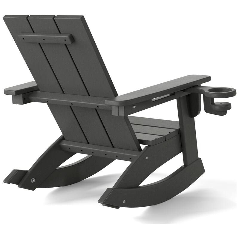 Shoreside Kids Outdoor Poly Adirondack Rocking Chair with Cup Holder (Set of 2)