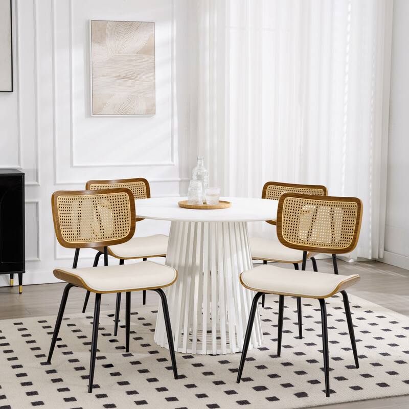 Faux Leather Upholstered Dining Chairs Set of 2/4 - 33.5" H x 17.5" W x 23" D