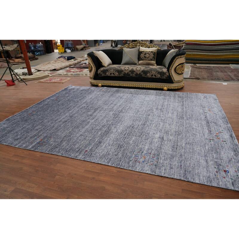 Hand Knotted Oriental 100% Wool Carpet Tribal Tribal Greys & Charcoal Gabbeh Area Rug - 12' 0'' X 9' 1''