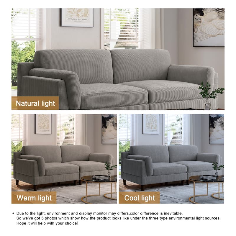 90" Corduroy Sectional Sofa Lounge Sleeper Sofa