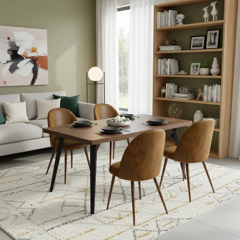 Homy Casa 5-Piece Modern Dining Set with Rectangular Table and 4 Upholstered Chairs