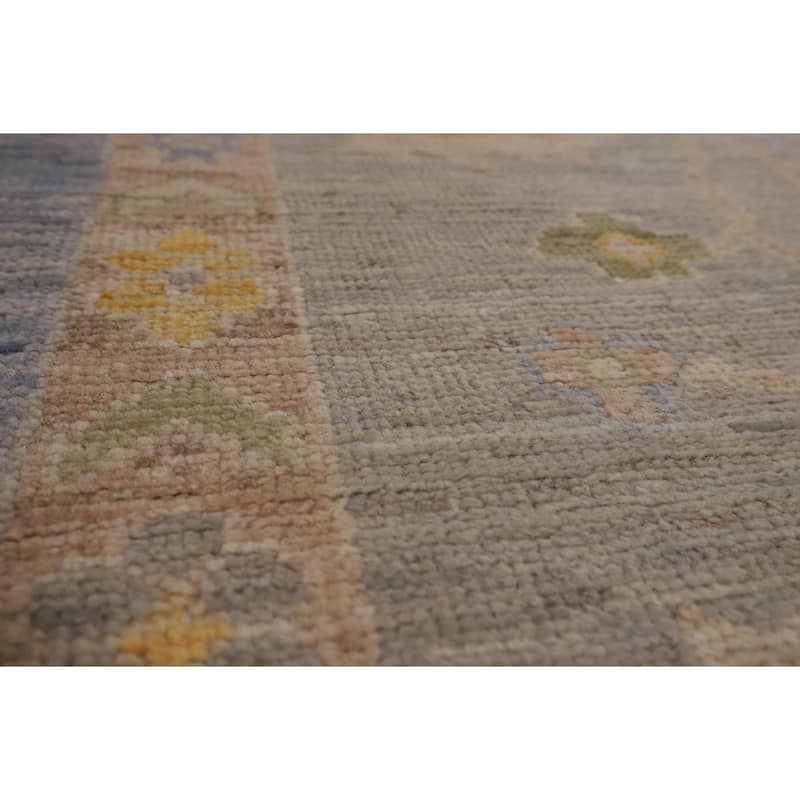 Blue Vegetable Dye Oushak Turkish Area Rug Hand-Knotted Wool Carpet - 9'6"x 12'1"