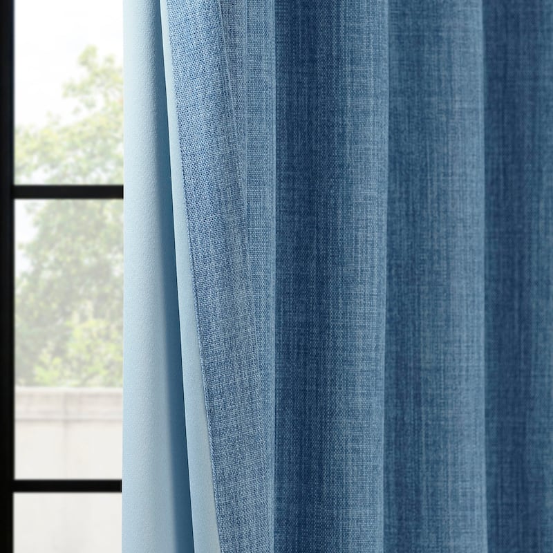 Exclusive Fabrics Textured Faux Linen Room Darkening Curtains for Bedroom & Living Room Curtains (1 Panel)