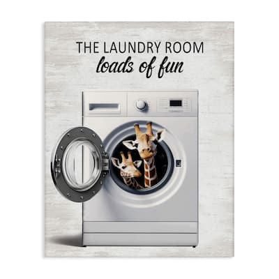 Stupell Giraffes & Laundry Load Canvas Wall Art Design By Lettered and Lined