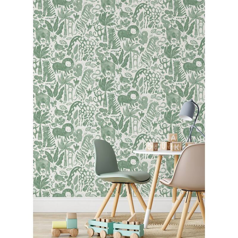 NuWallpaper Sweet Safari Green Peel & Stick Wallpaper