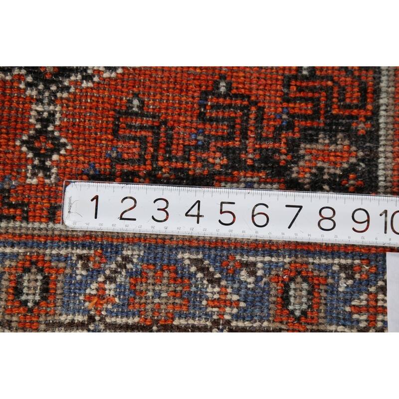 Orange Geometric Viss Oriental Runner Rug Hand-Knotted Wool Carpet - 2'7"x 8'2"