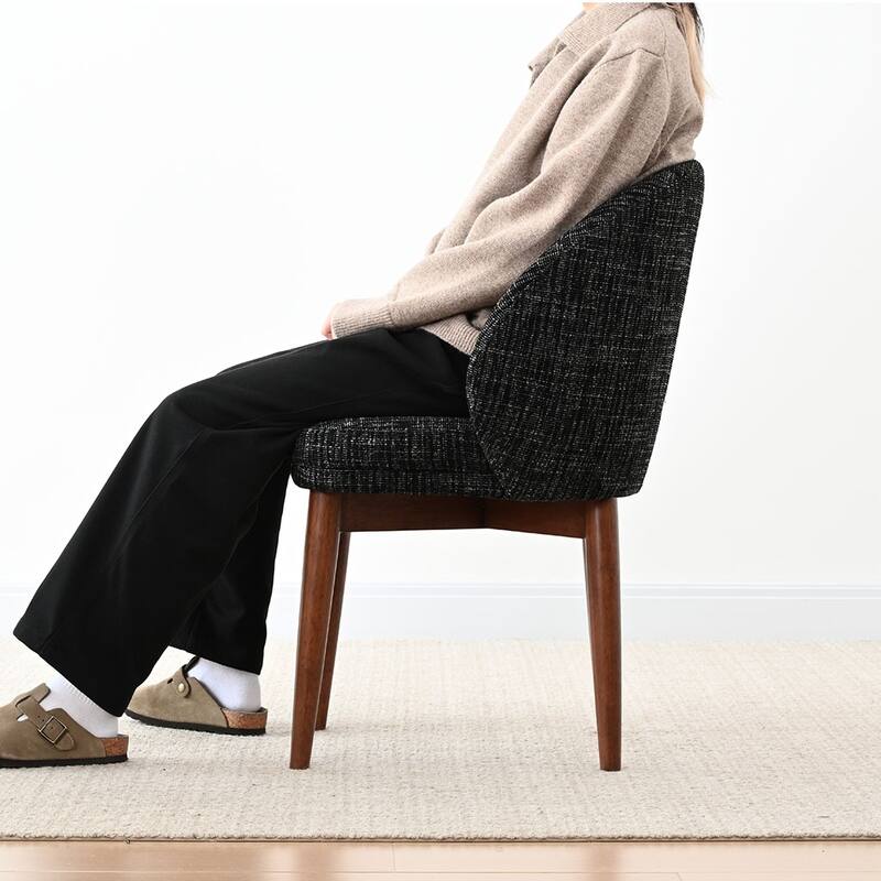 Upholstered Barrel Dining Chair With Walnut Legs (Set of 4)