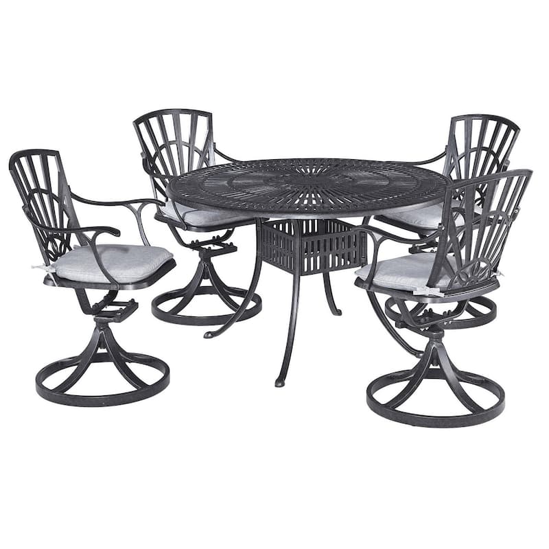 Grenada Charcoal Aluminum 5 Piece Outdoor Dining Set - 49" x 29" x 49" - Charcoal