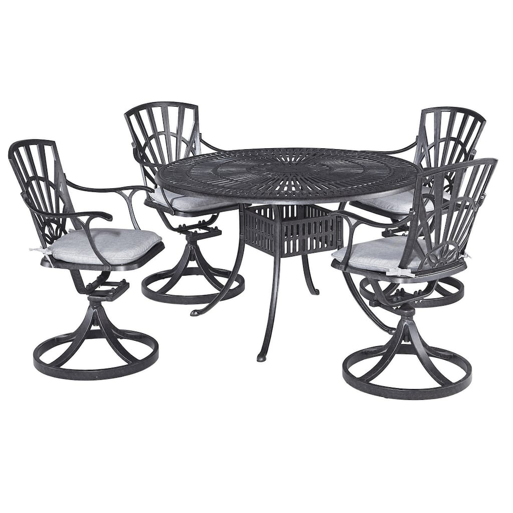 Grenada Charcoal Aluminum 5 Piece Outdoor Dining Set - 49" x 29" x 49"
