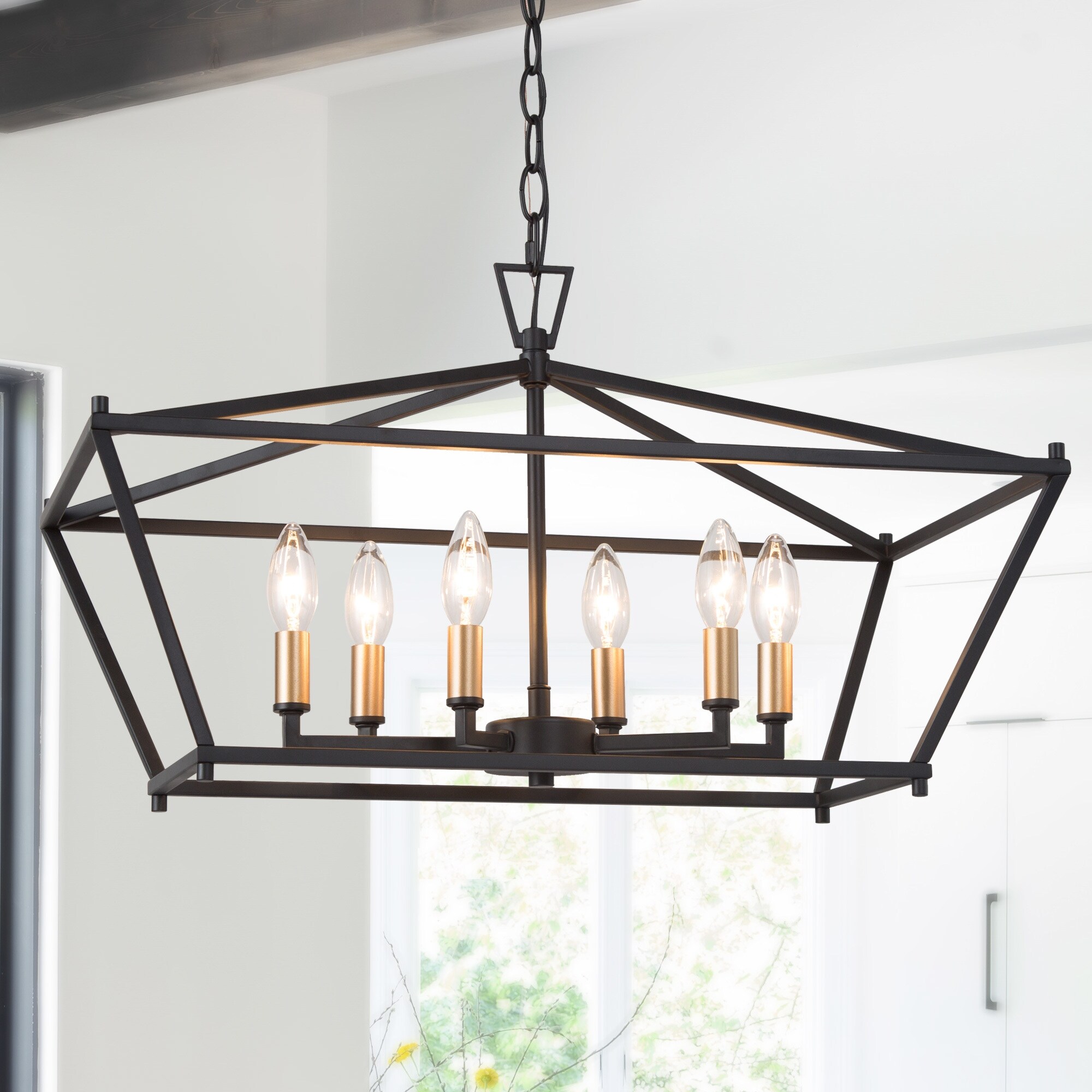 Modern Farmhouse Black Gold 6 Light Kitchen Island Chandelier Ceiling Pendant For Living Dining Room Overstock 32291407 Choose your favorite chandelier photographs from millions of available designs. modern farmhouse black gold 6 light kitchen island chandelier ceiling pendant for living dining room