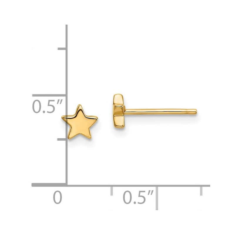 Curata 14k Yellow Gold Polished Small 5mm Star Post Earrings