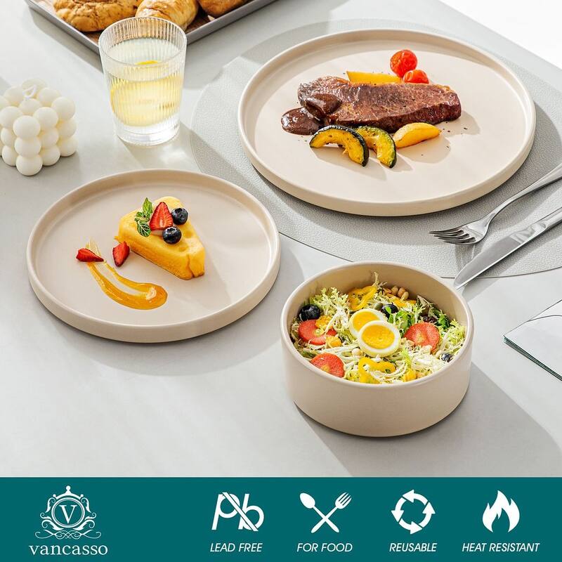 vancasso VENUS 12-Piece Matte Dinnerware Set, Service for 4