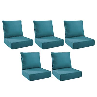 Pocassy 24x24x6 Inch Thick Cushions Pillows Indoor Outdoor Deep Seat Water & Fade Resistant - 5 Set
