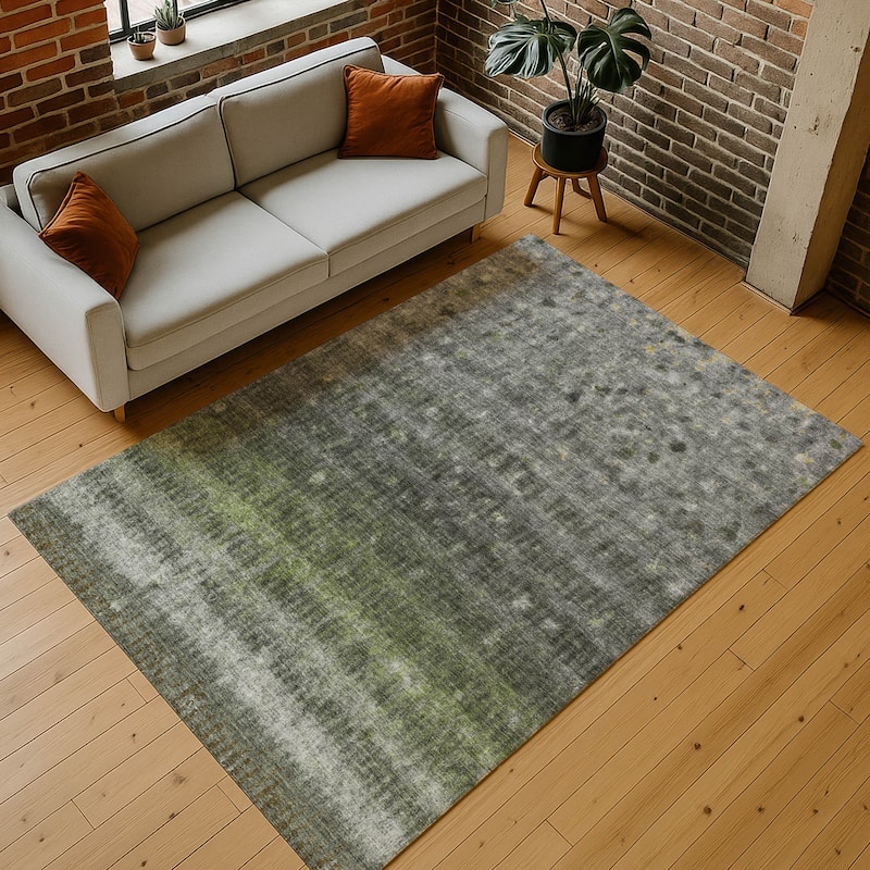 Machine Washable Indoor/ Outdoor Abstract Ombre Chantille Rug