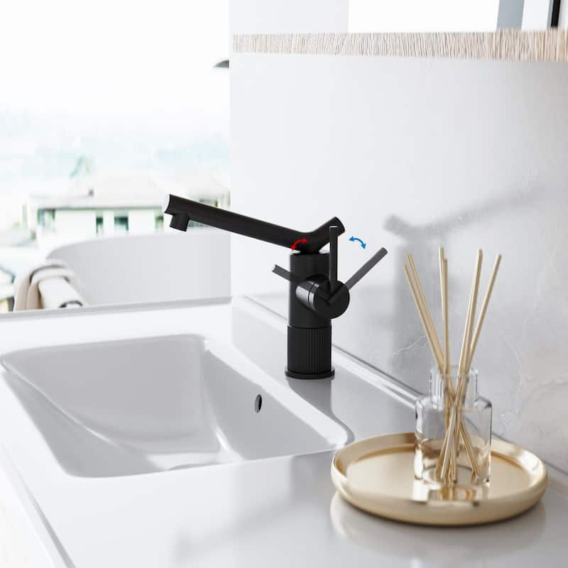 8"H Solid Brass Creative Single Handle Single Hole Bathroom Sink Faucet
