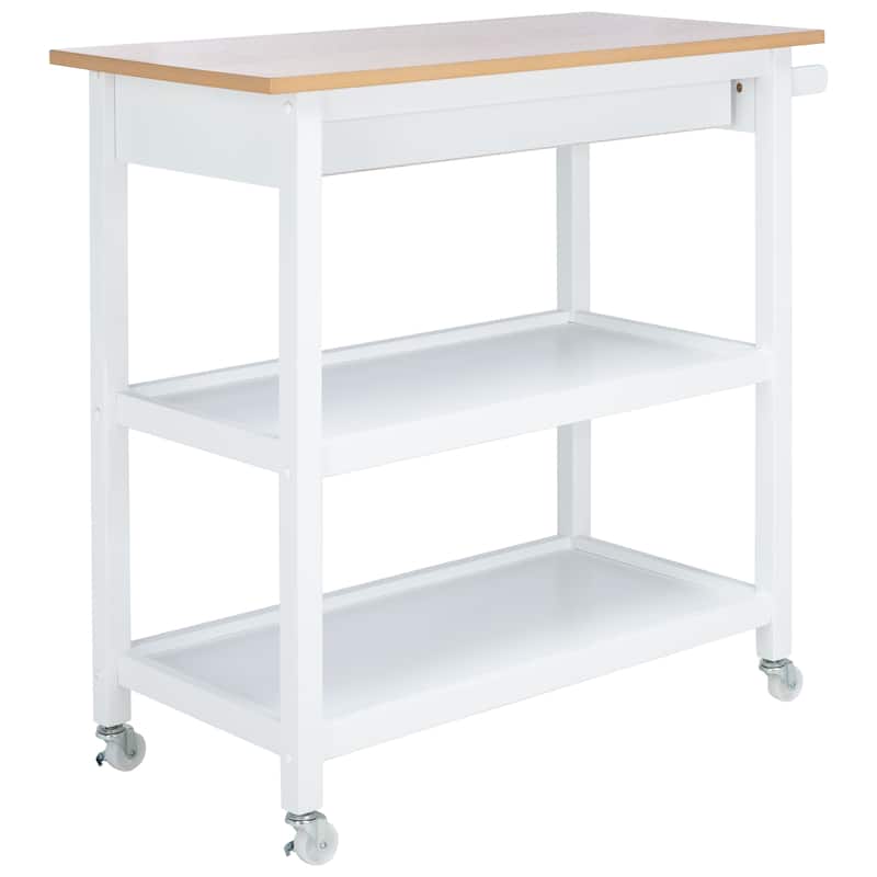 SAFAVIEH Cohyn 1-Drawer 2-Shelf Kitchen Bar Cart with Wheels - 39" W x 17.7" L x 36.2" H