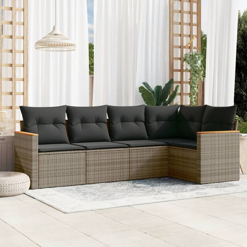vidaXL Garden Sofa Set Black - Gray Large Without table
